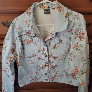 🎉Host Pick🌟NEW YORK & COMPANY BLUE FLORAL DENIM JACKET🎉